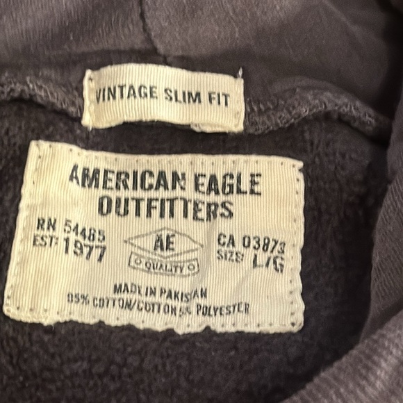 VTG Y2K Men American Eagle AE AEO faded boxy varsity type reverse weave hoodie L - Picture 6 of 8